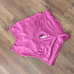 NWT! Victoria's Secret Hot Pink Lace Pajama Set - L